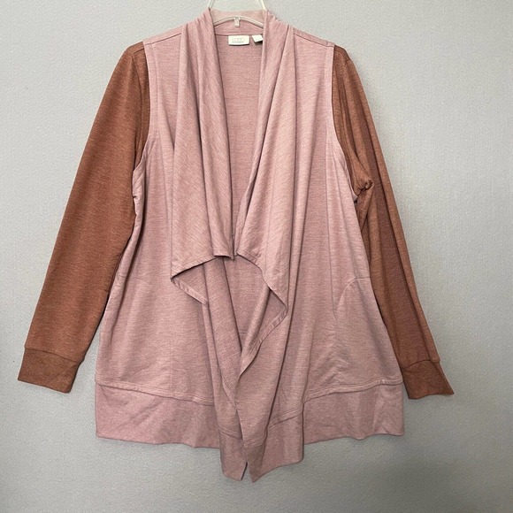 LOGO by Lori Goldstein Sweaters - Lori Logo Lounge French Terry Rib Detail Cardigan